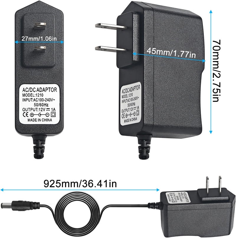 MADOWL DMX Controller 12V DC Power Adapter, 12V Guitar Pedal Power Supply, 12 Volt 1000mA Charger Cord for Piano Keyboard, Guitar Effects Pedals Adapter Center Negative - Image 4